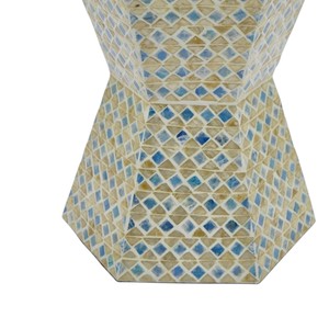 Tabourets en forme d'heure de prière avec incrustations de coquillages, mosaïque de nacre naturelle, table de chevet pour la décoration intérieure - Product Image 2