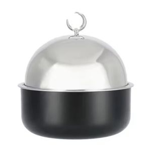 Calentadores de Comida de Esmalte Blanco Satinado Premium con Acabado Dorado Cepillado, Ollas de Diseño Tipo Pilar para Restaurantes de Hotel - Product Image 1