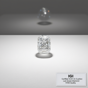 Diamant de laboratoire certifié IGI de 12,01 carats, taille coussin, qualité VVS2, diamants en vrac - Product Image 3