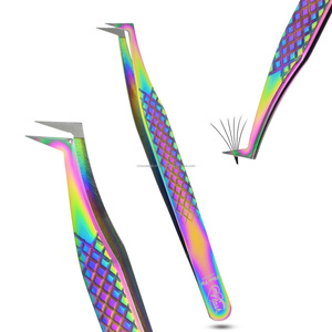 Wholesale Multi Color Lash Tweezers Fiber Tip Eyelash Extension Tweezers Curved 90° Volume Lash <b>Tool</b> - Product Image 1