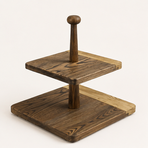 2-<b>Tier</b> Wooden <b>Cake</b> Stand Square Tiered Dessert Display Stand for Wedding Party Decorations Farmhouse Cupcake Holder On Sale - Product Image 1