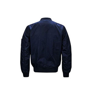 Blouson aviateur pour homme, noir uni, col côtelé, veste décontractée - Product Image 2