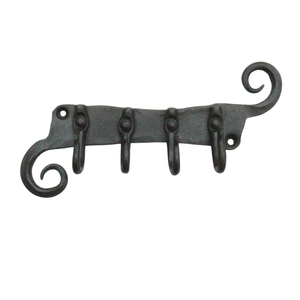 Porte-manteau mural rustique en fer forgé à 3 crochets, support mural en fonte pour clés et organisateur de rail pour entrée et salon - Product Image 5