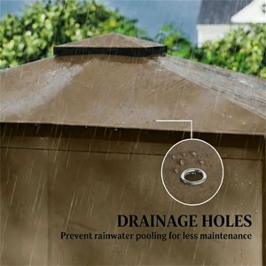 Padiglione con Tetto Morbido Color Kaki con Tende a Baldacchino per Terrazze, Pergole e Gazebo - Product Image 3