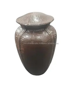 Brown Decorated Funeral Memorial Adult Cremation Urn with Antique Designs for Human Ashes made of high quality material