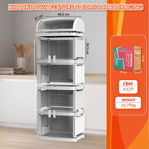 Égouttoir à vaisselle élégant et minimaliste avec 5 niveaux spacieux, fabriqué en plastique durable et résistant à l'eau pour le rangement de cuisine - Product Image 4