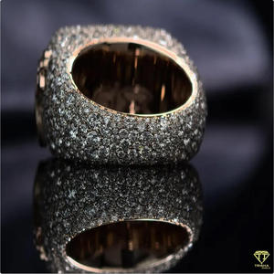 <b>Silver</b> Rose Gold Plated Custom Initial Letter Lab Grown Diamond <b>Ring</b> for <b>Men</b> Iced Out Hip Hop Statement Pinky <b>Ring</b> - Product Image 3