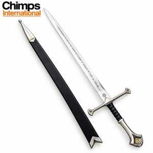 Espada Hecha a Mano de Acero Inoxidable |   Anduril Medieval de Fantasía con Funda Negra, Adorno Metálico Decorativo Grabado, Unisex, 14 - Product Image 1