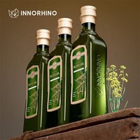 INNORHINO 500ml bouteille en verre d'huile d'olive vert foncé avec couvercle de distributeur carré Marasca stockage de cuisine de cuisson rechargeable