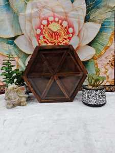 Duty free Sheesham Wood Hexagon Dry Fruit & Spice <b>Box</b> | Handmade Masala <b>Box</b> from Vrindavan | Premium Natural Wooden Storage - Product Image 4