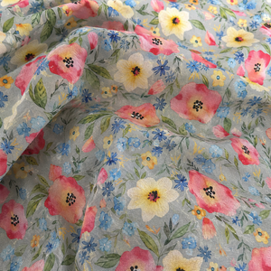Eco-Friendly Organic Combed Woven Floral Print Cotton Fabric Sheer Anti-Pill Lightweight for Dress Skirt <b>Shawl</b> Sewing - Product Image 1