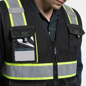 Gilet de travail haute visibilité de qualité supérieure avec plusieurs poches, tissu réfléchissant, pour hommes, gilet haute visibilité pour ouvriers - Product Image 6