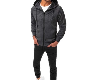 Nuevo Conjunto Deportivo con Capucha para Hombre, Gris y Negro, Manga Larga, Sudadera y Pantalones Casuales, Transpirables, de Poliéster y Algodón, para Otoño - Product Image 4
