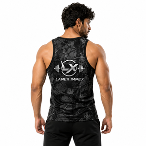 Custom Men's Black Woodland Camo Gym Tank Top Sublimation Fitness <b>Stringer</b> <b>Vest</b> Bodybuilding Sleeveless Workout Sports Apparel - Product Image 4