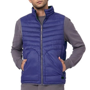 Veste matelassée sans manches bleue pour homme Econex Sports, fermeture éclair, coupe-vent, vêtements d'hiver décontractés, rembourrage en polyester, à capuche - Product Image 1