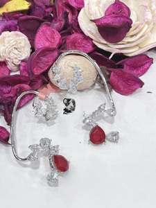 Royal Silver Plated Brass <b>Cuff</b> <b>Earrings</b> with Zircon Stones Best Quality for Women's Party Wear - Product Image 4