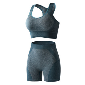Conjunto de Yoga Premium de 2 Piezas para Mujer: Sujetador Deportivo Racerback y Shorts de Cintura Media, Tejido de Malla Transpirable Sin Costuras, Ecológico, a Cuadros - Product Image 1