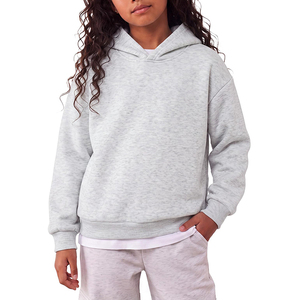 Ropa de Otoño/Invierno para Niños, Sudadera con Capucha de Felpa Gris, Mezcla de Poliéster/Algodón, Uniforme Escolar para Niñas - Product Image 1