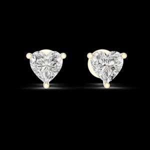 <b>Heart</b> Cut Round Brilliant Lab Grown Diamond Solitaire Stud <b>Earrings</b> 925 <b>Sterling</b> <b>Silver</b> with Moissanite Women's Luxury Jewelry - Product Image 1