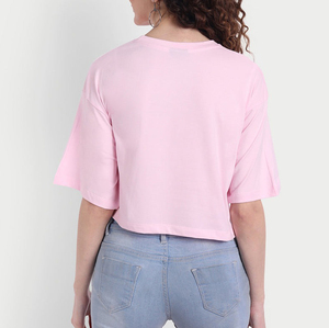 Camisetas 100% algodón al por mayor, camisetas lisas con hombros caídos, cuello redondo, estilo oversized y corto para mujer - Product Image 4