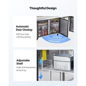 Frigorifero Commerciale da Cucina 72 Pollici 18,7 Cu. Ft. Tavolo Refrigerato per Preparazione Sandwich Mega Top per 18 Teglie, Capacità 18,7 Piedi Cubi - Product Image 6