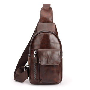 Bolso Bandolera de Cuero de Primera Calidad para Hombre, Bolso de Pecho de Cuero Vacuno Genuino, Bolso Cruzado Multibolsillos para Viajes al Aire Libre - Product Image 1