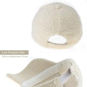 หมวกแก๊ปผ้าฝ้ายเท็ดดี้ฟลีซลายนูนแบบขายส่ง หมวกเบสบอลเชอร์ปาสำหรับฤดูหนาว ใส่ได้ทั้งชายและหญิง ปรับขนาดได้ รับทำโลโก้ตามสั่งจากผู้ผลิต - Product Image 4
