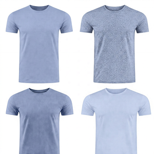 เสื้อยืดคอกลมแขนสั้นทรงปกติสำหรับผู้ชาย สีพื้น น้ำเงินกรมท่า เทา ดำ ขาว สไตล์ลำลอง - Product Image 5