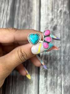 Handmade Hot Pink Arizona Turquoise <b>Adjustable</b> <b>Ring</b> Sterling Silver Southwestern Boho Statement Jewelry Artisan Gift for Her - Product Image 5