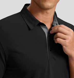 Chemises pour hommes en polyester et coton, à manches courtes, unies, tricotées, anti-plis, avec logo brodé personnalisé, décontractées, 180g, marque KLS, fabrication OEM - Product Image 6