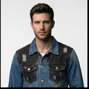 Veste denim personnalisable pour hommes avec rembourrage en coton tissu vintage respirant lavé vente en gros d'usine doux et confortable - Product Image 1