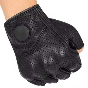 Gants de moto rétro d'été en cuir véritable avec protection contre les chocs, compatibles avec les écrans tactiles, pour hommes et femmes - Product Image 2