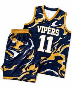 Conjunto de Uniforme de Baloncesto Personalizado Vipers, Sublimado, sin Mangas, Cuello en V, Secado Rápido, Uniforme Deportivo para Adultos, Todas las Temporadas - Product Image 4