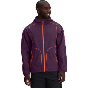 Veste coupe-vent légère pour homme, violette, à capuche, imperméable, pour le sport en plein air, l'entraînement, la course à pied, avec bordures contrastées - Product Image 1