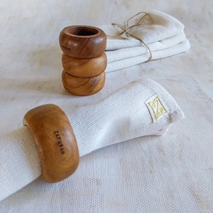 Lot d'anneaux de serviette rustiques en bois naturel, design nordique, accessoire de table durable pour mariage, hôtel, maison - Product Image 6