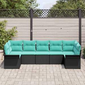 Ensemble de canapé de jardin en polyrotin noir 7 pièces avec coussins, meubles d'extérieur élégants - Product Image 3