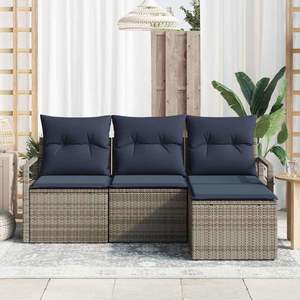 Juego de sofás de ratán sintético gris de 4 piezas, elegantes muebles de patio - Product Image 3