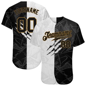 เสื้อเบสบอลแบบกำหนดเอง แขนสั้นสำหรับผู้ชาย สีดำขาว พิมพ์ลายทีม 00 โพลีเอสเตอร์ระบายอากาศได้ดี ทรงปกติ - Product Image 1