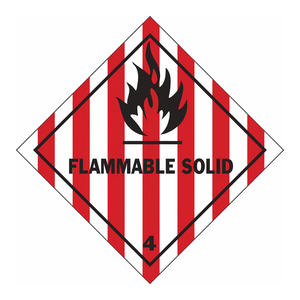 Étiquettes d'expédition autocollantes Brady Flammable Solid 4, durables, imperméables, brillantes, pour l'emballage de produits chimiques et de laboratoire - Product Image 1