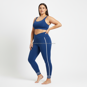 ชุดโยคะไซส์พลัสแบบเรียบง่ายสำหรับผู้หญิง กางเกงเลกกิ้งเอวสูง สปอร์ตบรา ยืดหยุ่นด้านหน้า ระบายอากาศ แห้งเร็ว ผลิตจากผ้าสแปนเด็กซ์/ไนลอน สำหรับออกกำลังกาย - Product Image 5