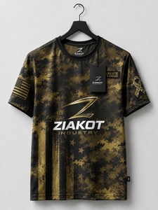 เสื้อยืด ZIAKOT รุ่นใหม่ ดีไซน์พิเศษสำหรับผู้ชาย ลายพรางสีทอง-ดำ รุ่น Salute To Service - Product Image 1