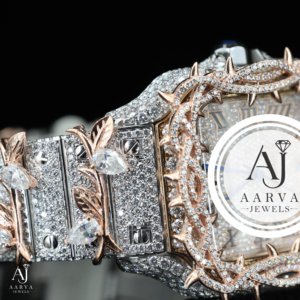 Montre mécanique de luxe AARVA JEWELS, boîtier carré en acier inoxydable de 42 mm, cadran en acrylique, pierres précieuses, design unisexe, réserve de marche - Product Image 5