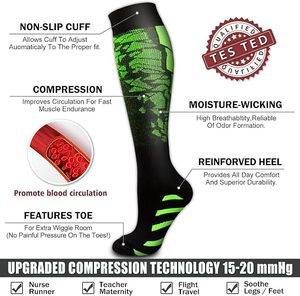Chaussettes de course à compression mi-hautes à motif géométrique respirantes en Spandex et Polyester pour hommes et femmes, chaussettes de sport athlétiques d'été - Product Image 2