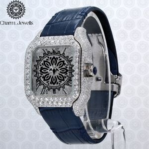 Charm Jewells Montre de luxe pour femme en acier inoxydable, boîtier rectangulaire, mouvement à quartz analogique, bracelet en cuir 18 mm 25,5 cm - Product Image 1