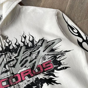 Sudadera con capucha de cremallera completa estilo Y2K para hombre, con estampado gráfico, oversize, estilo urbano, gótico, hip hop, chaqueta de chándal de forro polar - Product Image 4