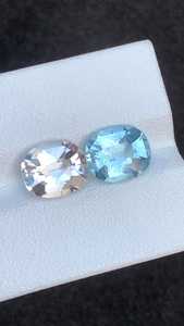 Aigue-marine naturelle et morganite, paire inversée de pierres précieuses ovales taillées, pour la création de bijoux fins, pierre précieuse de béryl pastel - Product Image 2