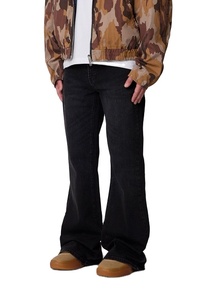 Vintage Western Super Flare Denim Jeans 100% Cotton Mid Waist Black Eco-Friendly Color Fade Proof Customized - Product Image 2