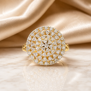 Luxury 14K <b>Gold</b> Round Cluster <b>Ring</b> with Sparkling CZ Stones Elegant Bridal Party Wear Jewelry for Women - Product Image 3
