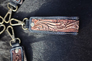 Nouvel arrivage de porte-clés en cuir usiné à la main porte-clés en cuir imprimé floral gaufré accessoires en cuir usiné sangles de clés - Product Image 3