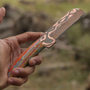 Premium Damascus Steel Fixed Blade Camping Hunting Knife Serrated Edge Colorful Resin Handle DIY Collectible Functional ODM <b>Drop</b> - Product Image 2